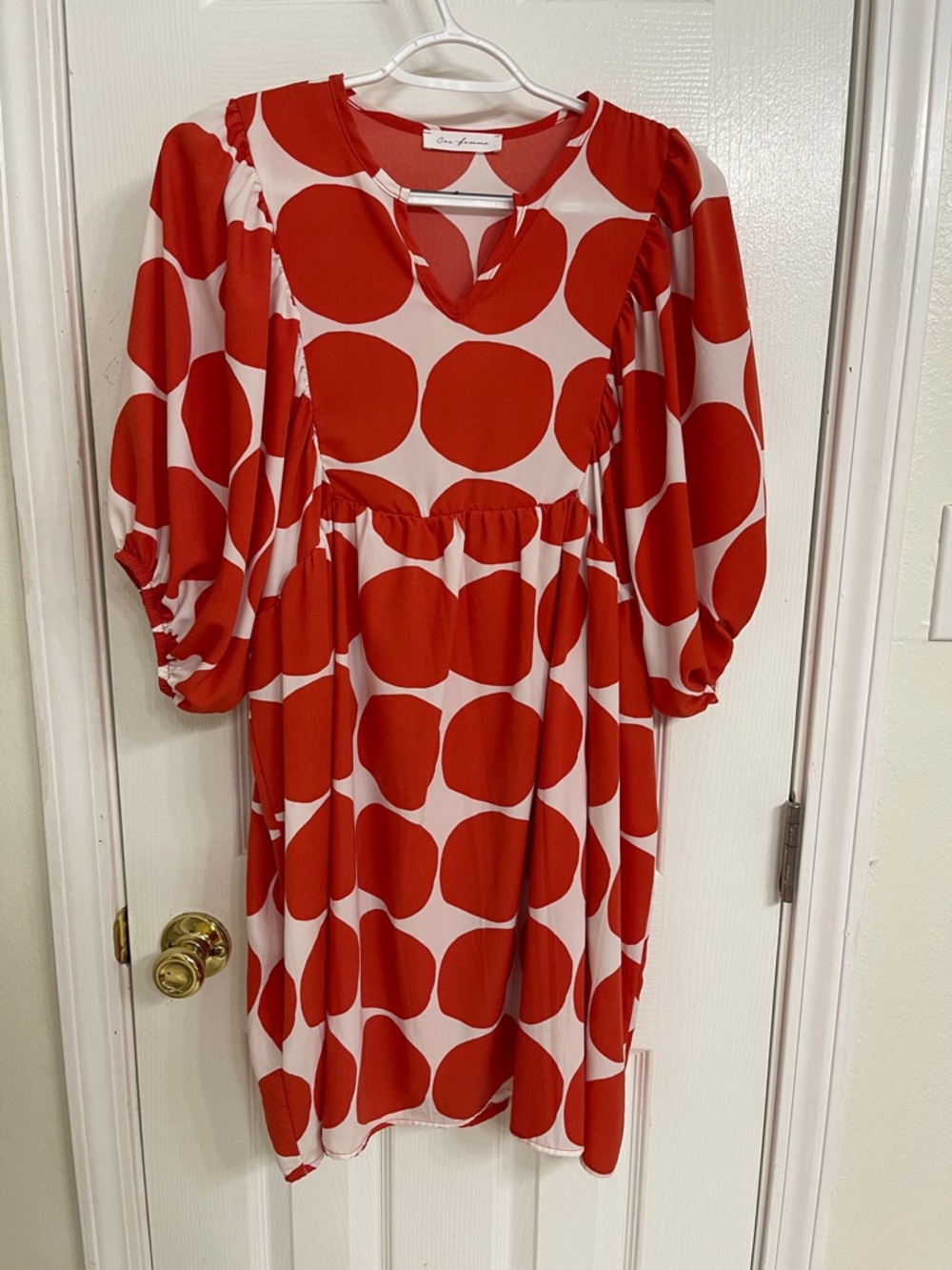 Bold Red Polka Dot Puff-Sleeve Dress